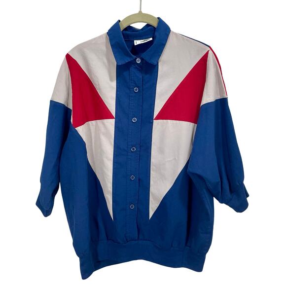 Vintage 90s Western Geometric Batwing Button-Up Top - Size XL - Picture 1 of 10